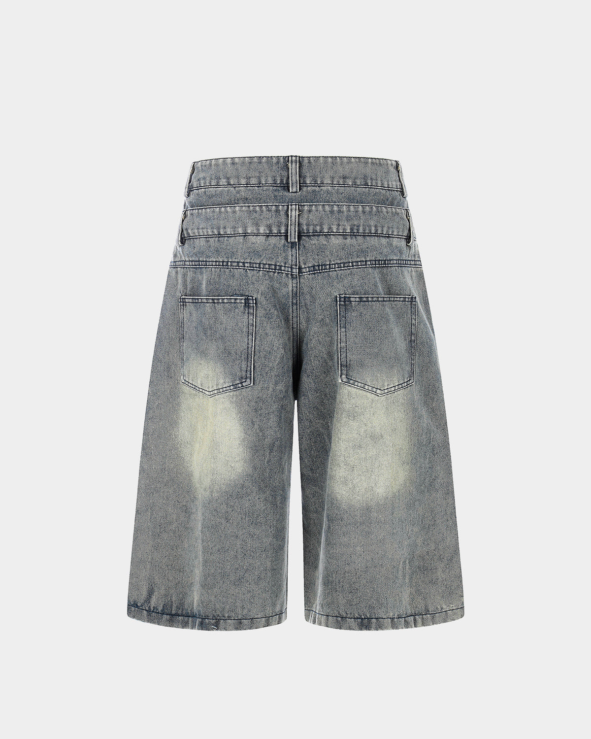 washed black denim jorts rhinestone detail