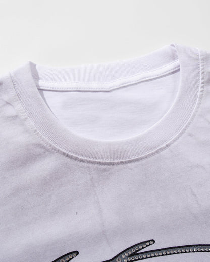 Rhinestone Washed Graphic T-Shirt | LCDEGO Streetwear