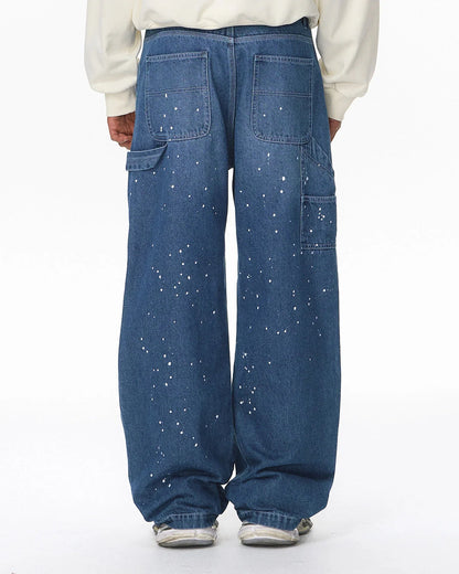 Splash Ink Print Straight Leg Denim Jeans | LCDEGO Streetwear