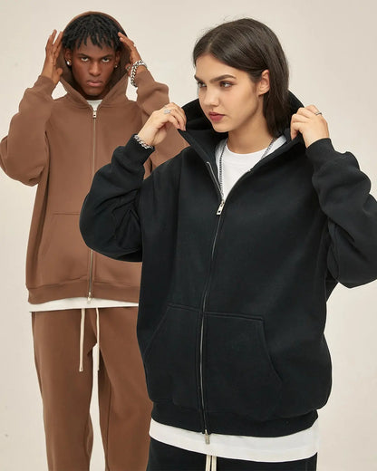 Fleece Double Zip Up Hoodies | LCDEGO Streetwear