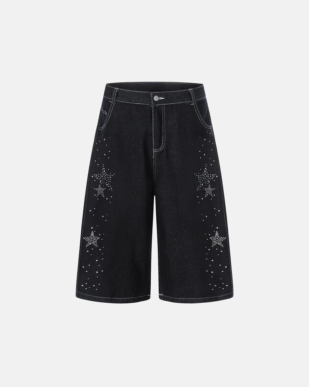 Star Rhinestone Denim Shorts | LCDEGO Streetwear