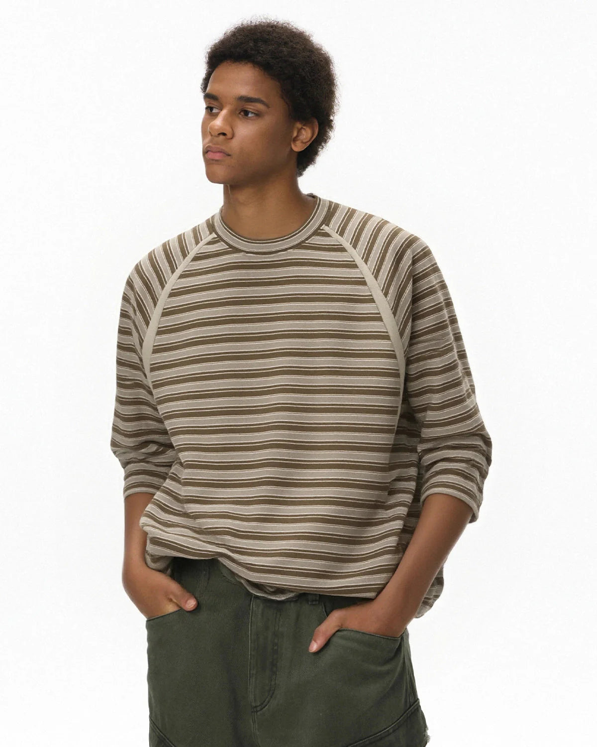 Patchwork Striped Long Sleeve Tees | LCDEGO Streetwear
