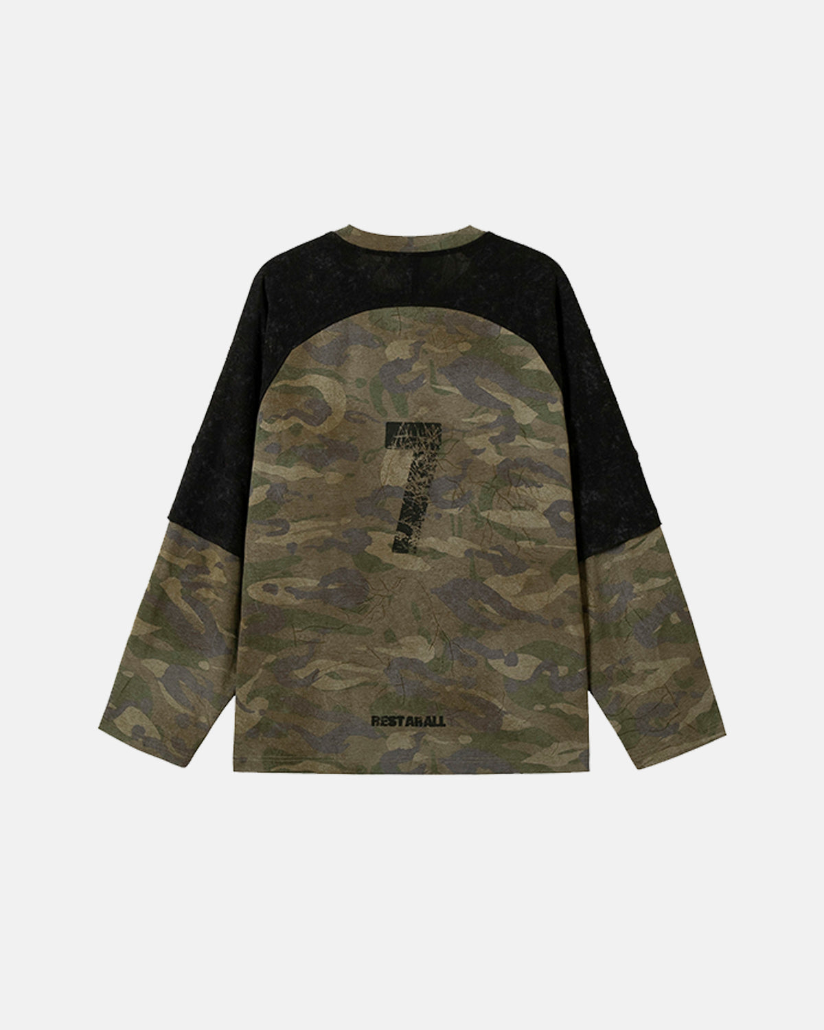 washed camouflage raglan long sleeve tee