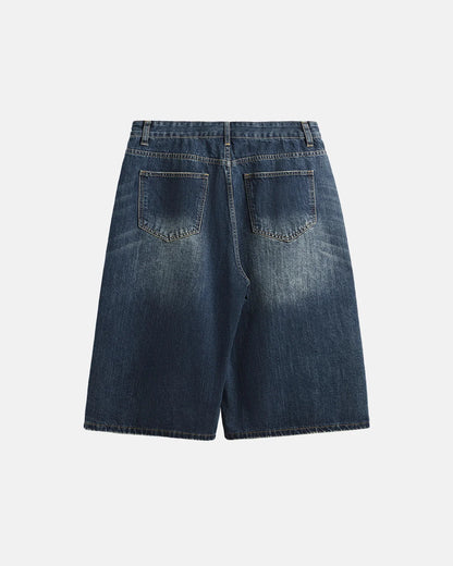 Acid Washed Longline Baggy Denim Jorts | LCDEGO Streetwear