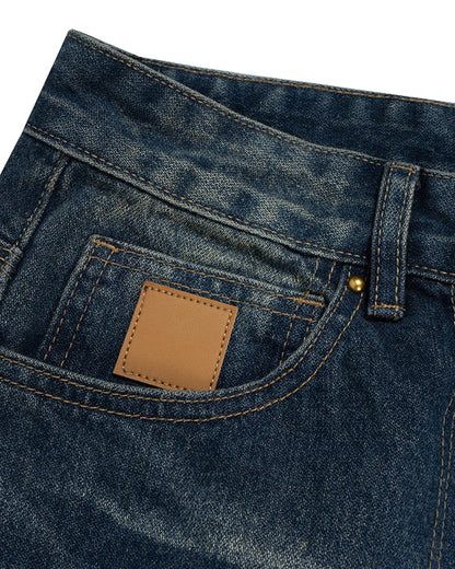 Indigo Washed Cargo Denim Jorts | LCDEGO Streetwear