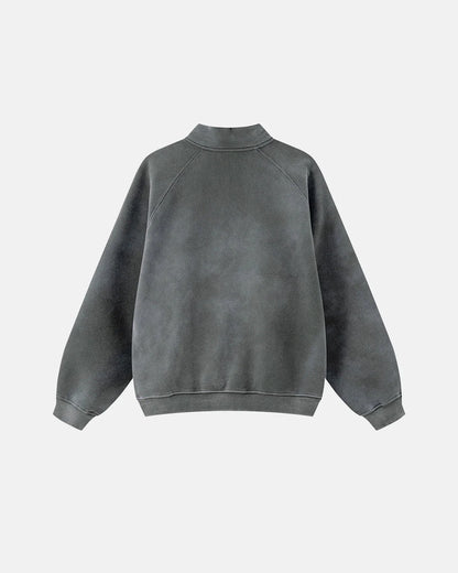 Quarter Zip Up Monkey Washed Sweatshirt | LCDEGO Streetwear