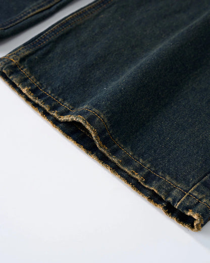 Acid Wash Rhinestone Chain Baggy Jeans | LCDEGO Streetwear