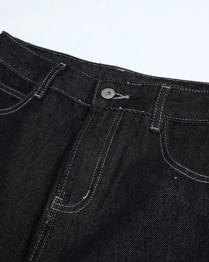 Studded Rhinestone Baggy Denim Jeans | LCDEGO Streetwear