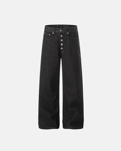 Raw Buttons Up Baggy Jeans | LCDEGO Streetwear