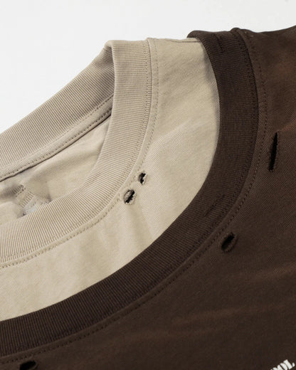 Layered Cross Graphic Distressed T-Shirt | LCDEGO Streetwear