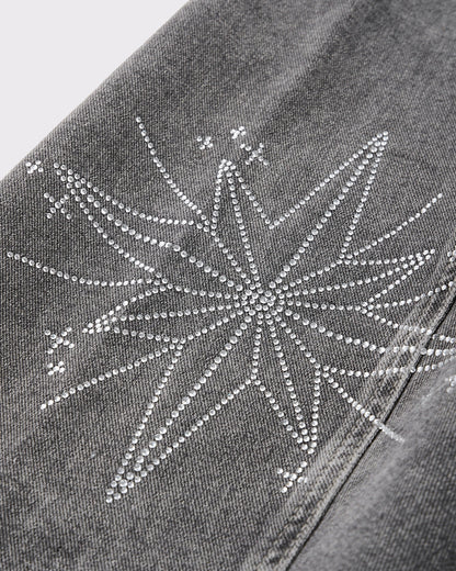 Star Graphic Rhinestone Barrel Baggy Jeans | LCDEGO Streetewear