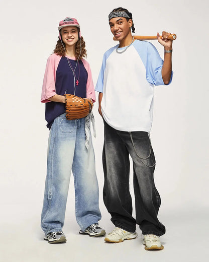 LCDEGO Brand Washed Baggy Denim Pants