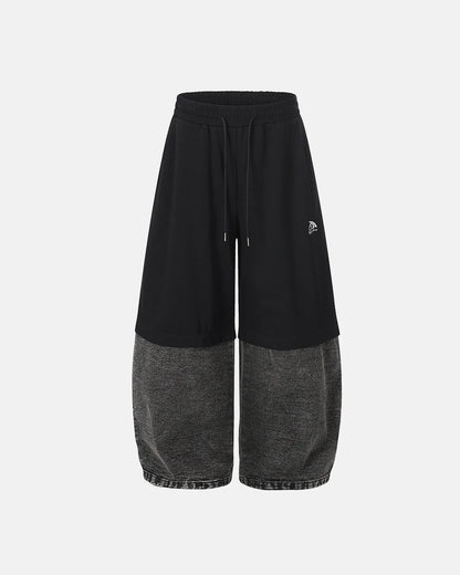 Denim Detachable Patchwork Barrel Joggers | LCDEGO Streetwear