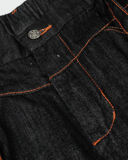 Contrast Stitch Raw Barrel Jeans | LCDEGO Streetwear