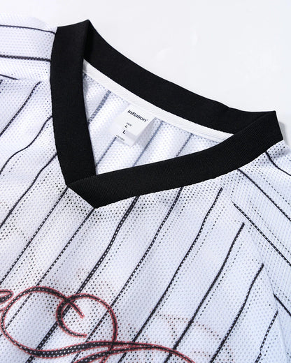 Pinstripe Number Mesh Jersey | LCDEGO Streetwear