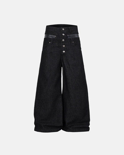 Double Wasit Raw Super Baggy Jeans | LCDEGO Streetwear