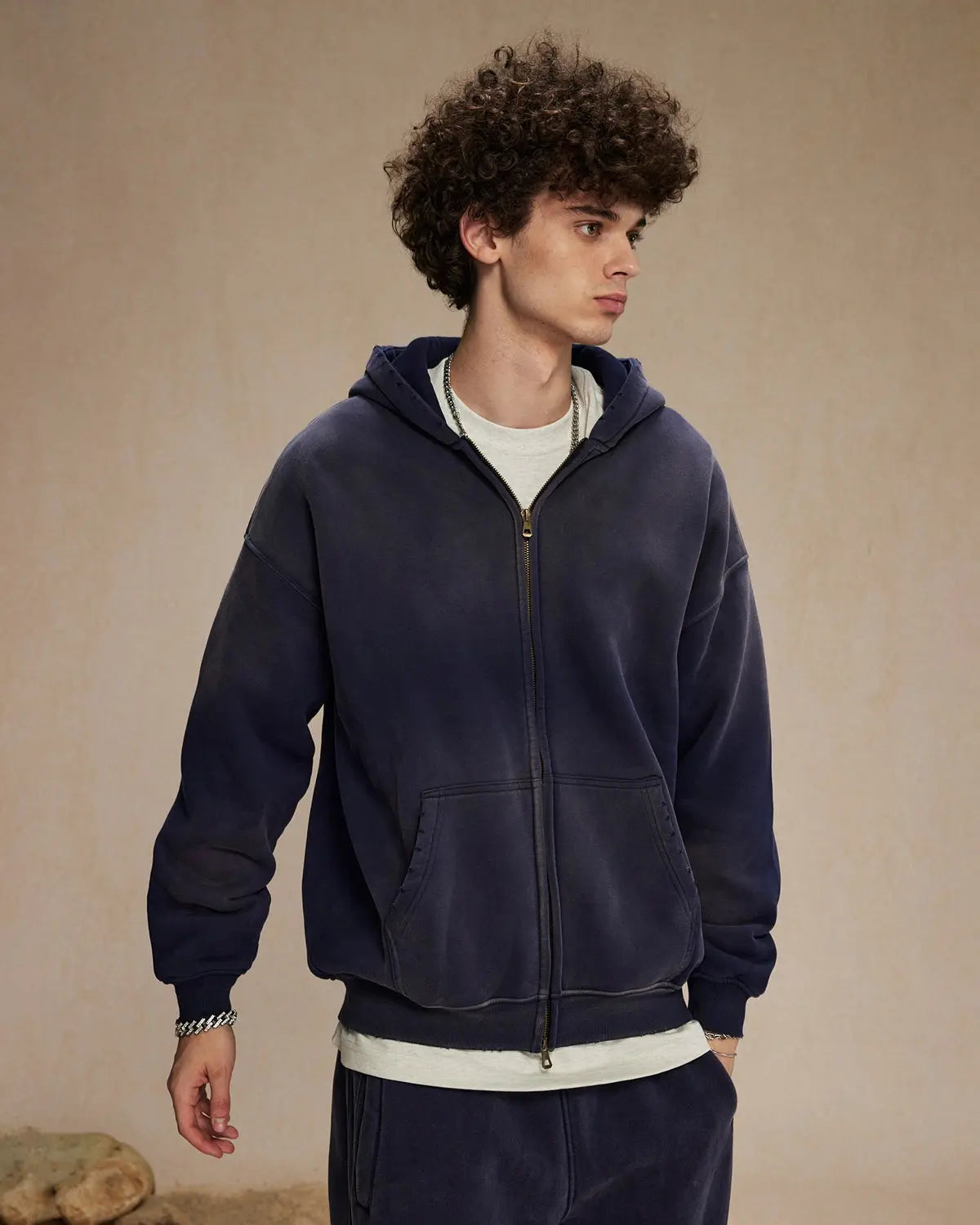 LCDEGO Monkey Wash Zip Up Hooded Jacket