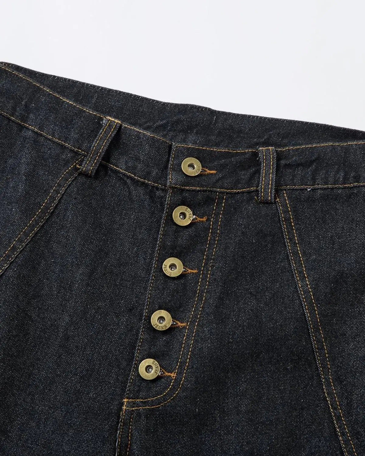 Stitching Button Up Baggy Jeans | LCDEGO Streetwear