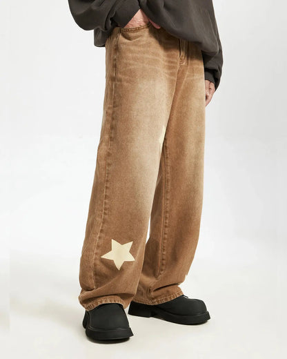 Star Acid Washed Jeans | LCDEGO Streetwear