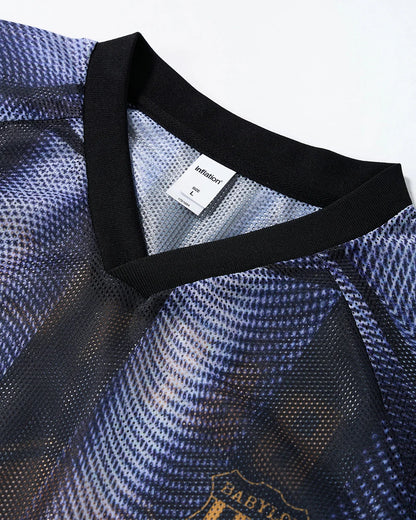 Gradient Pattern Mesh Jersey | LCDEGO Streetwear