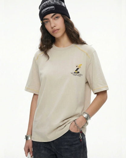 Contrast Stitching Graphic Tees | LCDEGO Streetwear