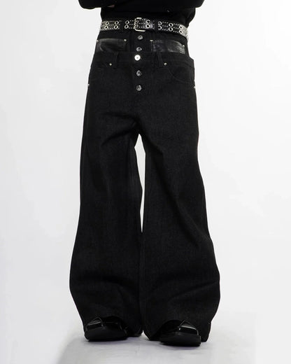 Double Wasit Raw Super Baggy Jeans | LCDEGO Streetwear