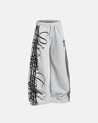 Script Stripe Baggy Sweatpants| LCDEGO Streetwear