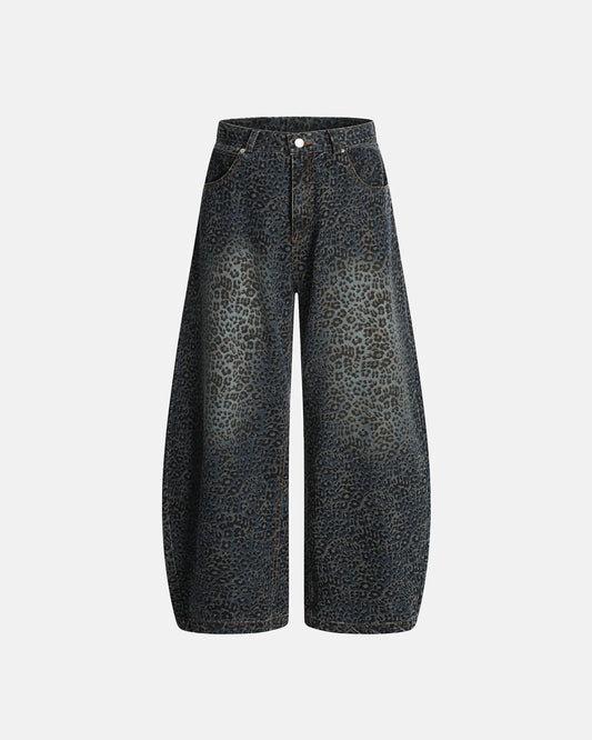 Vintage Leopard Print Barrel Jeans | LCDEGO Streetwear