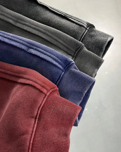 Distressed Acid Wash Double Zip Up Hoodies | LCDEGO Streetwear