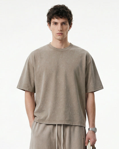 Snow Washed Heavyweight Boxy T-Shirt | LCDEGO Streetwear