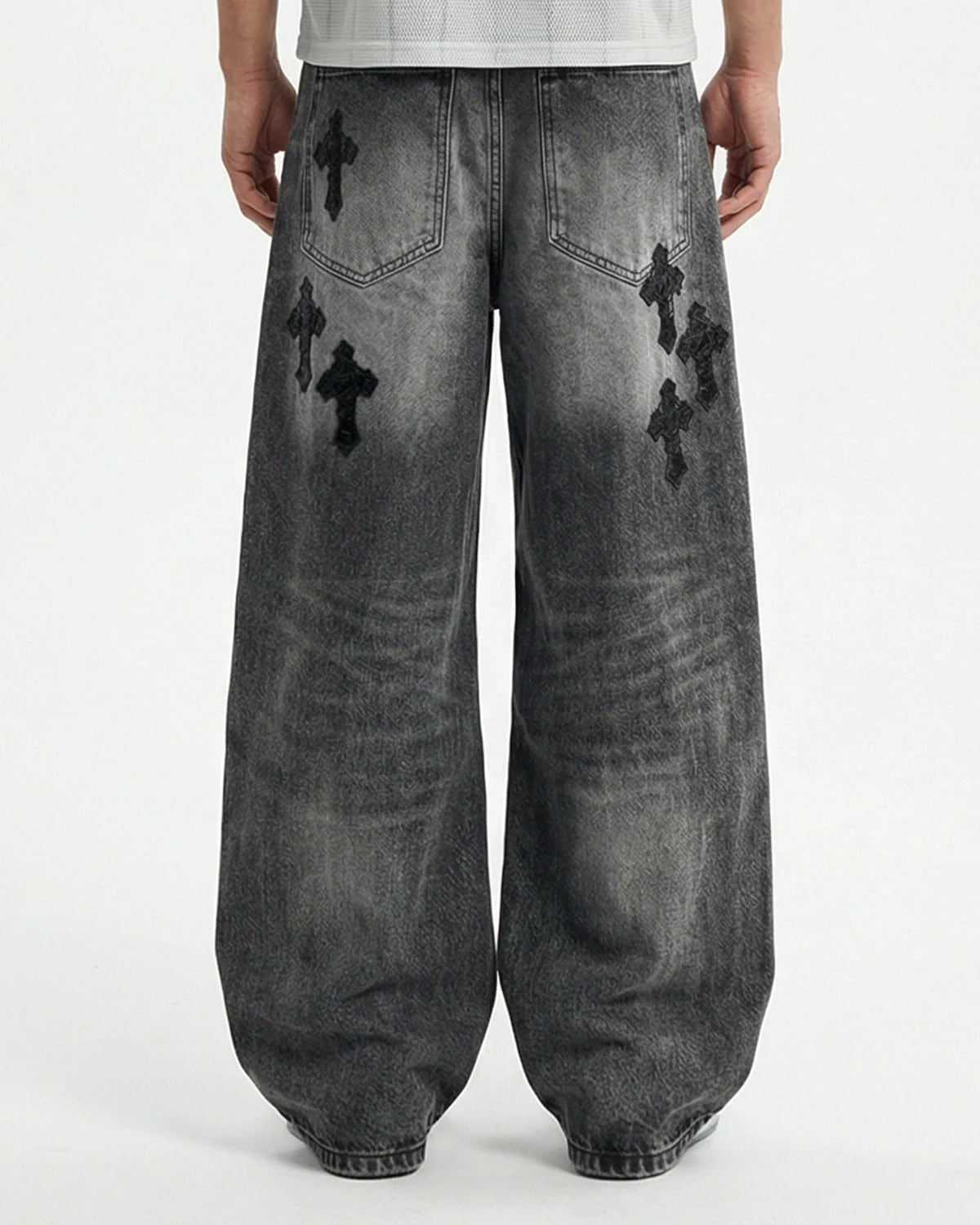 Distressed Cross Barrel Jeans | LCDEGO Streetwear