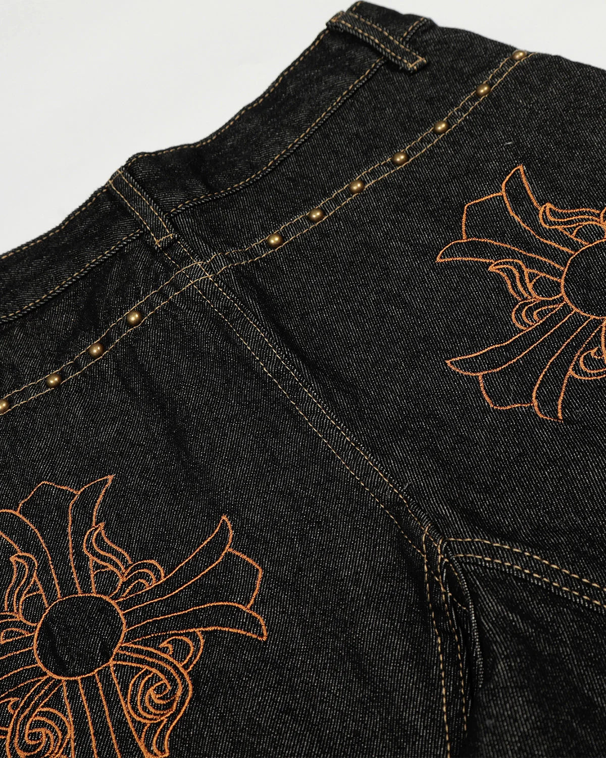 Gothic Cross Embroidery Barrel Jeans | LCDEGO Streetwear