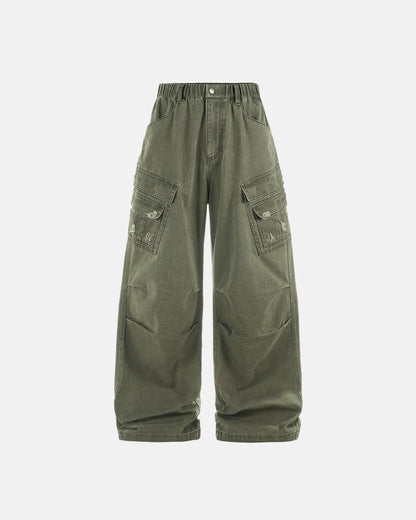Garment Wash Ripped Cargo Pants | LCDEGO Streetwear