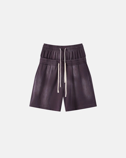 Double Waist Monkey Wash Sweat Shorts | LCDEGO Streetwear