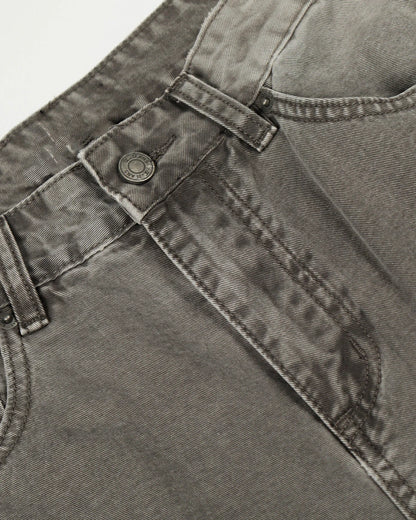 Grey Distressed Baggy Denim Pants | LCDEGO Streetwear
