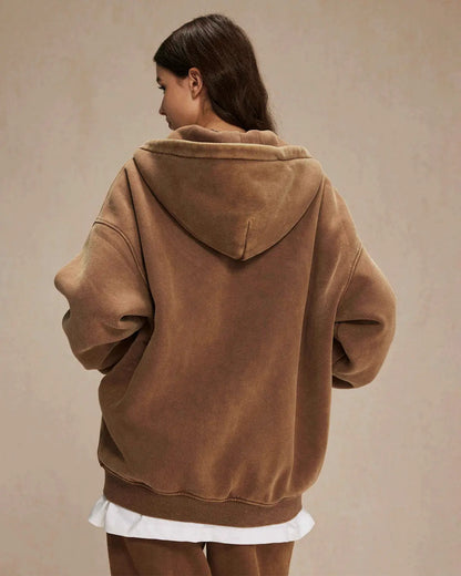 Acid Washed Distressed Fleece Zip Up Hoodies | LCDEGO Streetwear