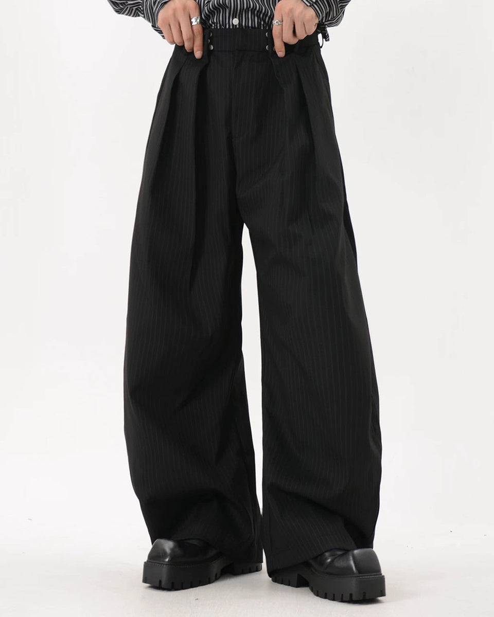 Black Striped Barrel Suit Pant | LCDEGO Streetwear