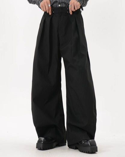Black Striped Barrel Suit Pant | LCDEGO Streetwear