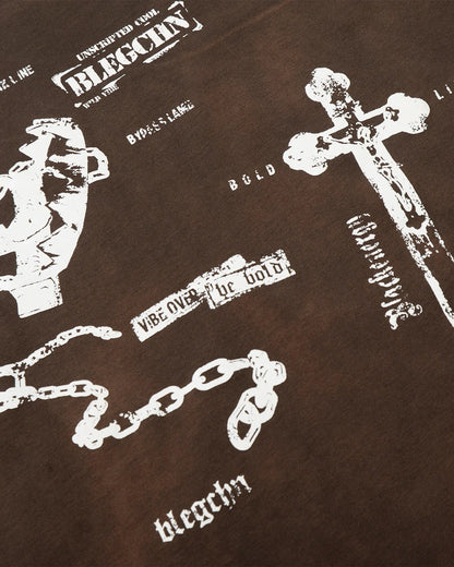 Layered Cross Graphic Distressed T-Shirt | LCDEGO Streetwear