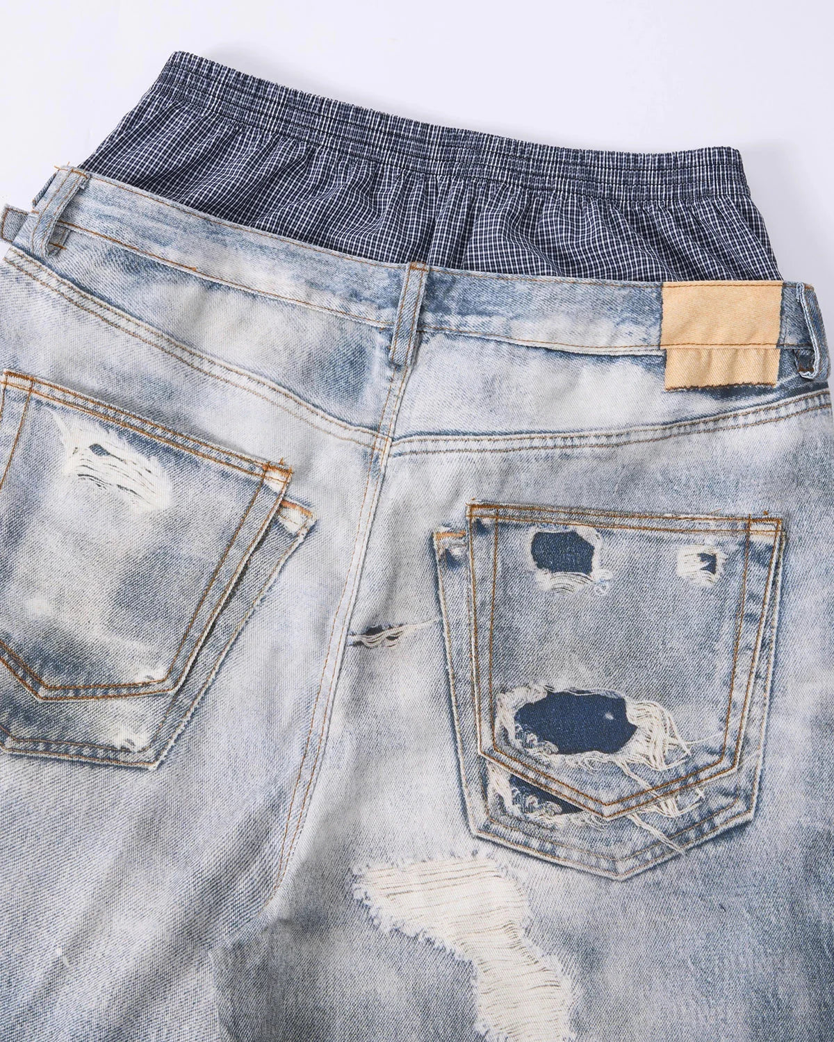 Layered Digital Print Baggy Jeans | LCDEGO Streetwear