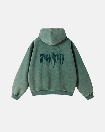 Gothic Acid Wash Zip Up Hoodies | LCDEGO Streetwear