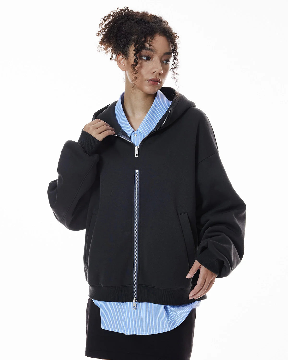Mock Neck Double Zip Up Hoodies| LCDEGO Streetwear