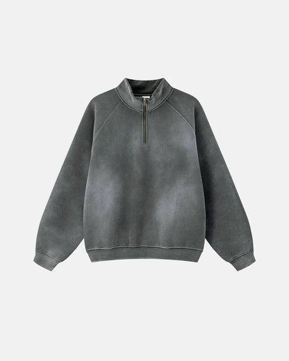 Quarter Zip Up Monkey Washed Sweatshirt | LCDEGO Streetwear