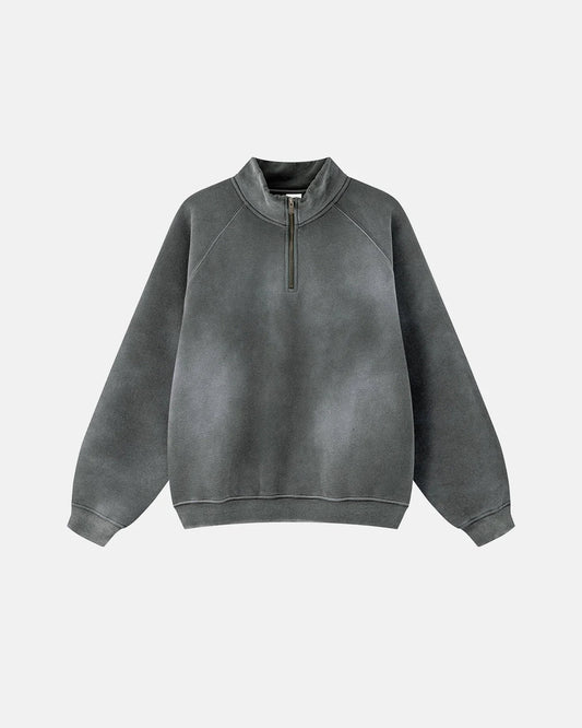 Quarter Zip Up Monkey Washed Sweatshirt | LCDEGO Streetwear