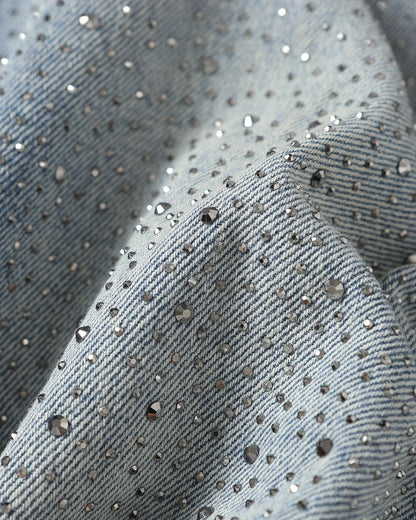 Rhinestone Baggy Barrel Jeans | LCDEGO Streetwear