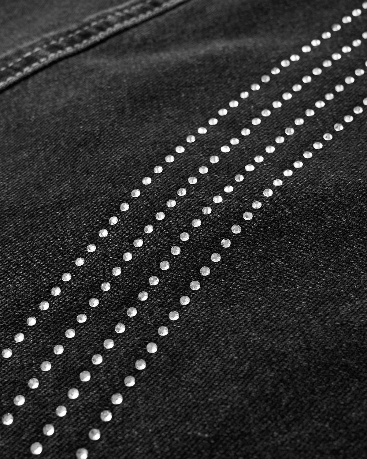 Front Striped Rhinestone Barrel Jeans | LCDEGO Streetwear
