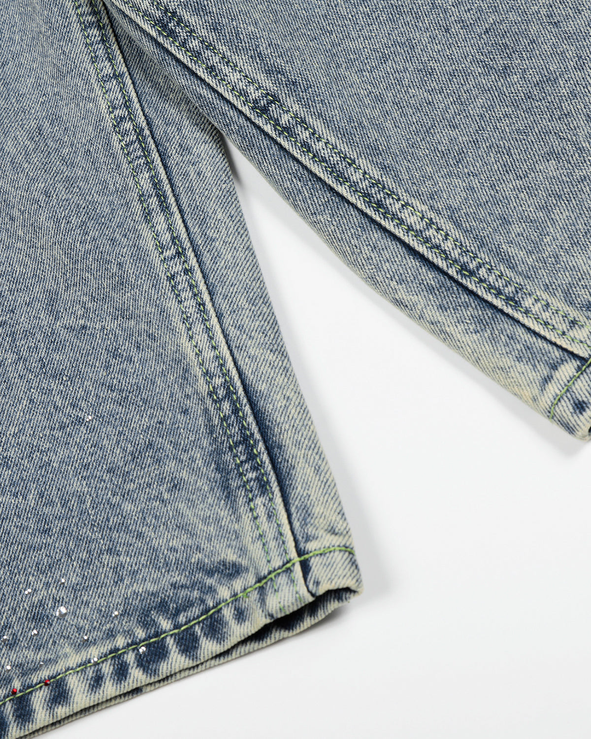 Rhinestone Denim Longline Jorts | LCDEGO Streetwear