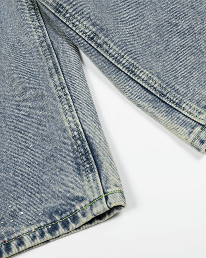 Rhinestone Denim Longline Jorts | LCDEGO Streetwear
