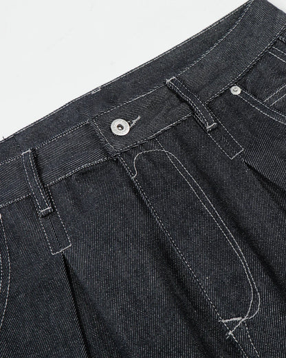 Contrast Stitching Raw Baggy Jeans | LCDEGO Streetwear