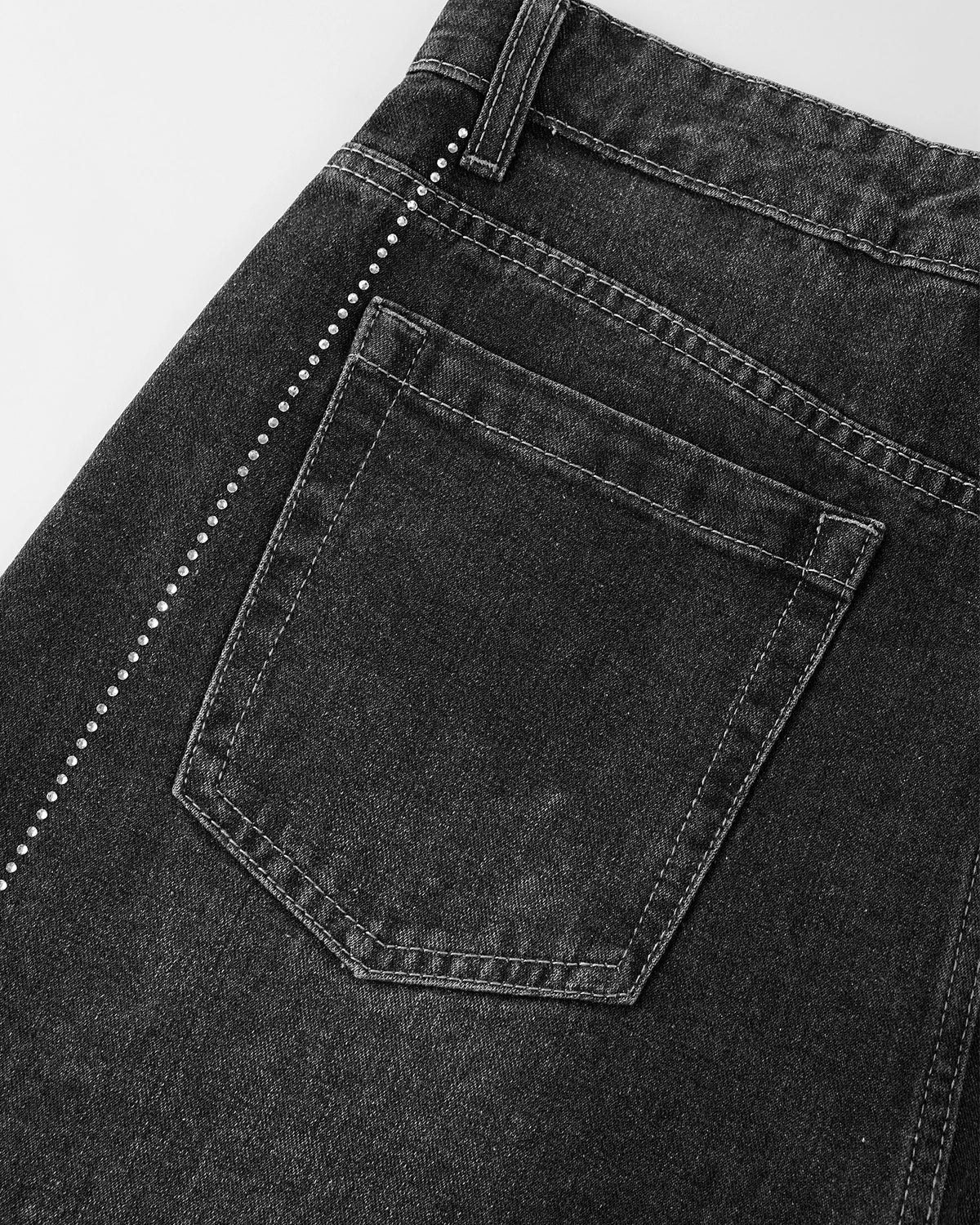 Rhinestone Stitching Barrel Jeans | LCDEGO Streetwear